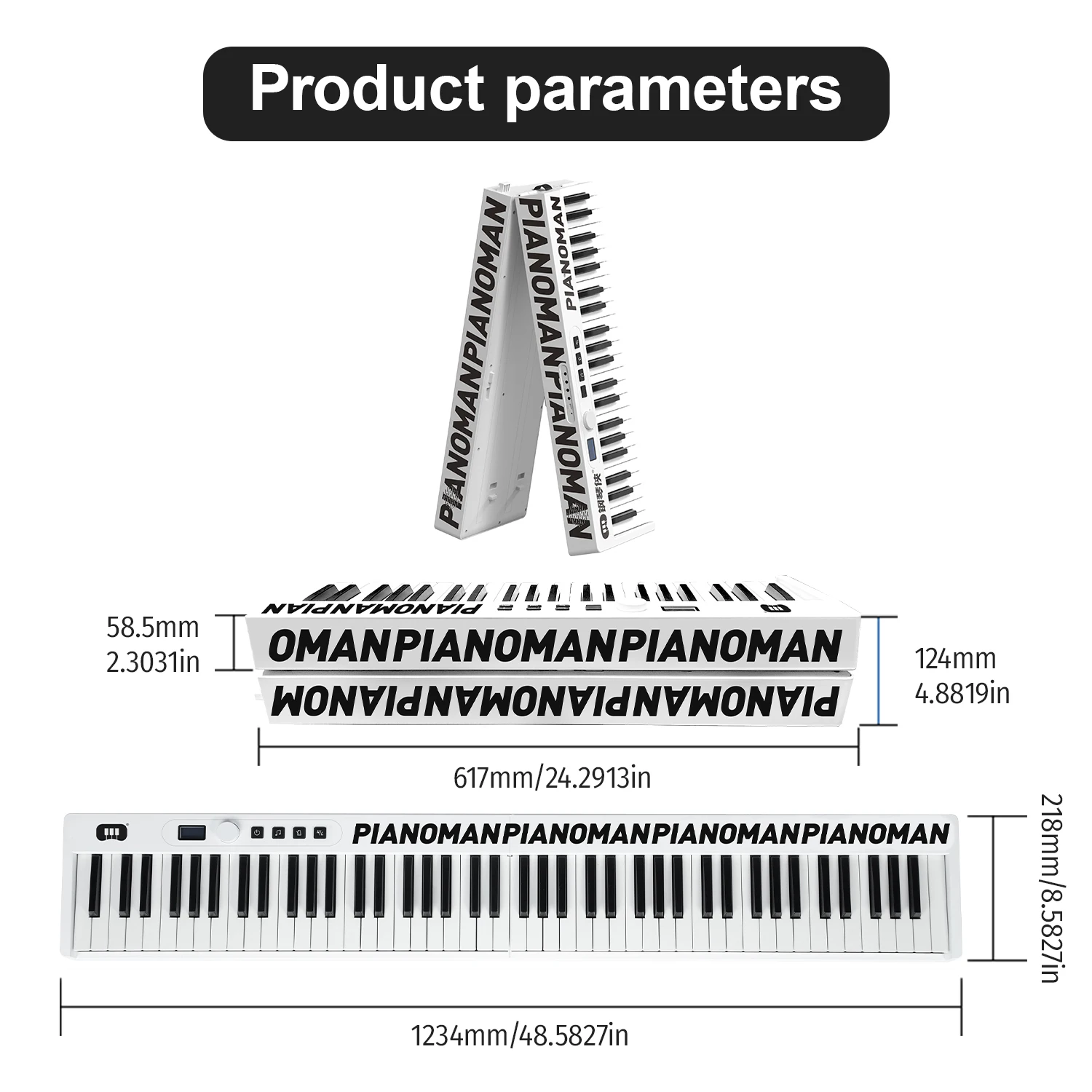 PIANOMAN Electric Piano 88 Keys Semi-Weighted Keyboard Hammer Action Full-size Digital Pianos for Beginners Adults  Upright