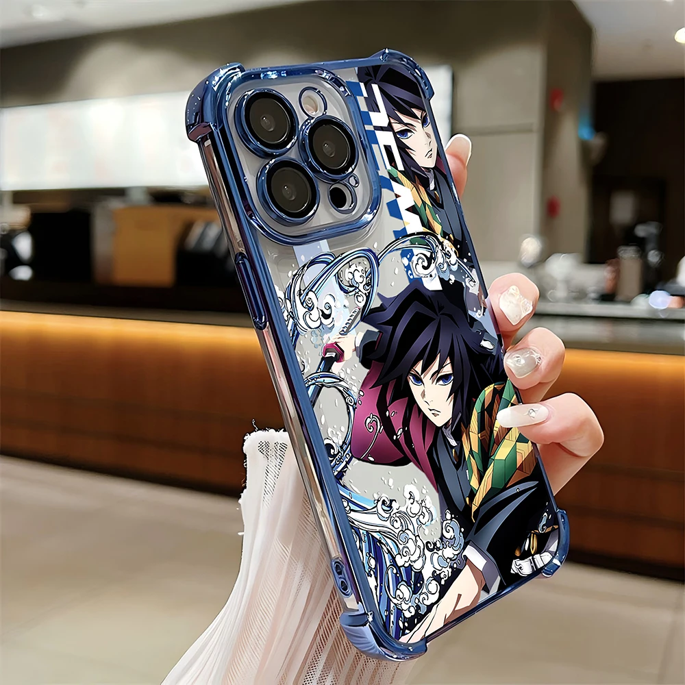 أنيمي شيطان القاتل تصفيح القضية آيفون 16 15 14 13 12 11 برو ماكس X XR XS ماكس 7 8 6 زائد مكافحة سقوط Airabag الغطاء الخلفي