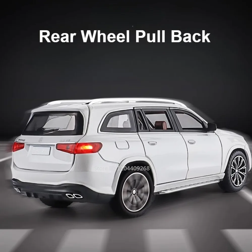 1:24 GLS63 G63 Model Samochodu SUV Zabawka Odlew Metalowy Muzyka Światło Pojazd Terenowy Modele Ozdoby Dla Dzieci Prezenty