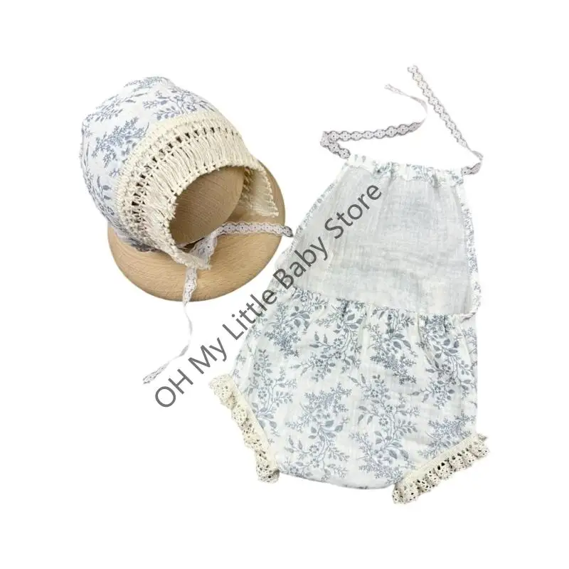 M76C زي التصوير الفوتوغرافي قبعة وملابس رومبير من الدانتيل ملابس التقاط الصور مستلزمات الأطفال #5