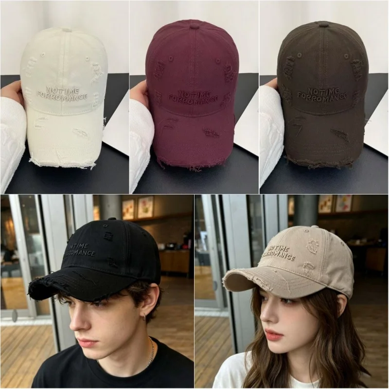 American Retro Style Distressed Washed Baseball Cap with Three-dimensional Embroidery sun Hat That Makes Your Face Look Smaller