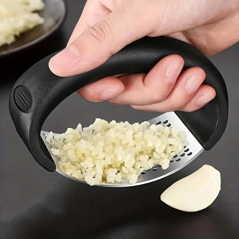 Triturador de Ajo Manual con Manivela, Diseño Duradero de Acero Inoxidable y Hierro Fundido, Prensa de Ajo para Cocina, No Requiere Electricidad