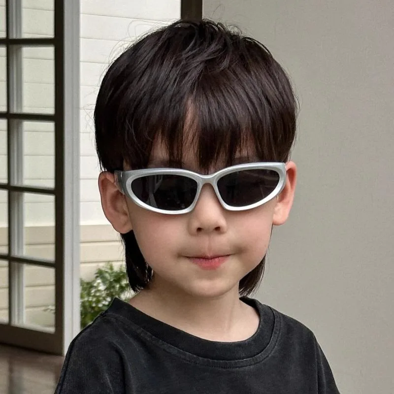 Y2K Kinder Sonnenbrille Modische Persönlichkeit Cat Eye Retro Jungen Mädchen Brille Outdoor Reiten Sport Hip Hop Brillen – Detail 5