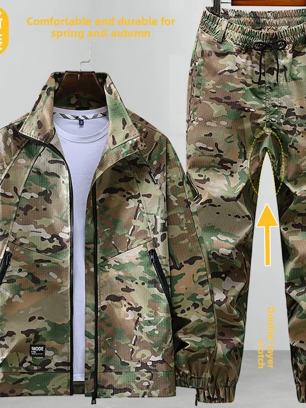 

Утолщенный камуфляжный рабочий костюм для мужчин: износостойкий комплект для авторемонта, строительных работ и защиты труда на открытом воздухе