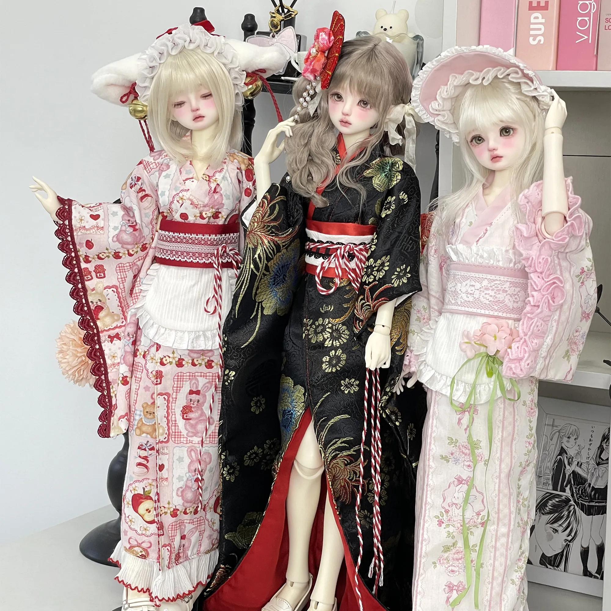 

Original Design 40cm 1/4 Scale BJD Doll Clothes Kimono Lolita Style Cute Moe Vintage Showa Outfit For BJD Dolls