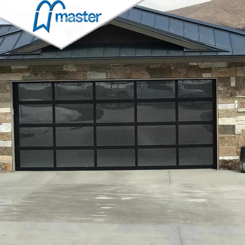 Customized Modern High-Quality Glass Garage Door with Electric Remote Control Aluminum Frame for Home Automation