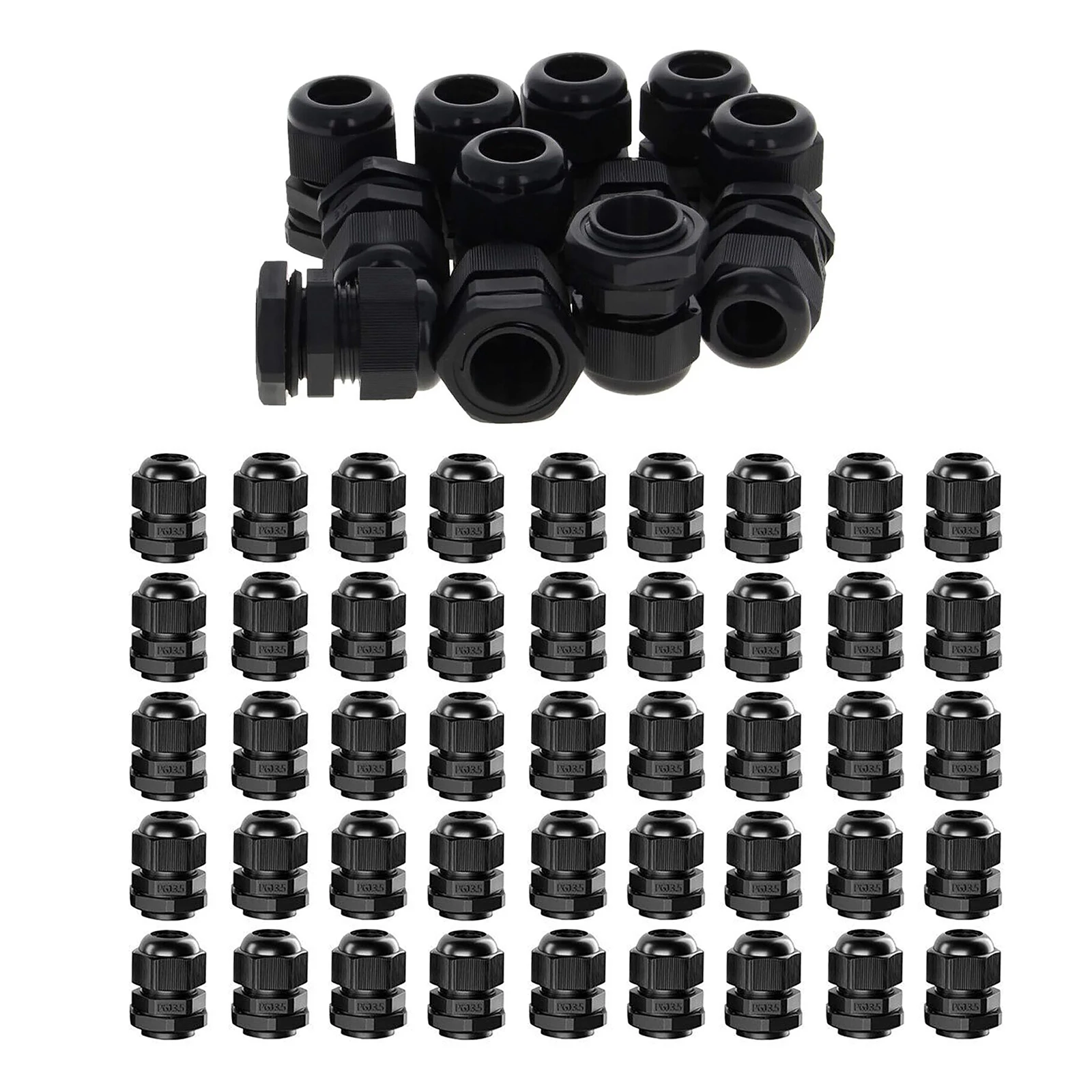 45Pcs PG13.5 Nylon Cable Gland Kit IP68 Waterproof 6-12mm Adjustable Strain Relief Cord Connector for Junction Box Control Panel