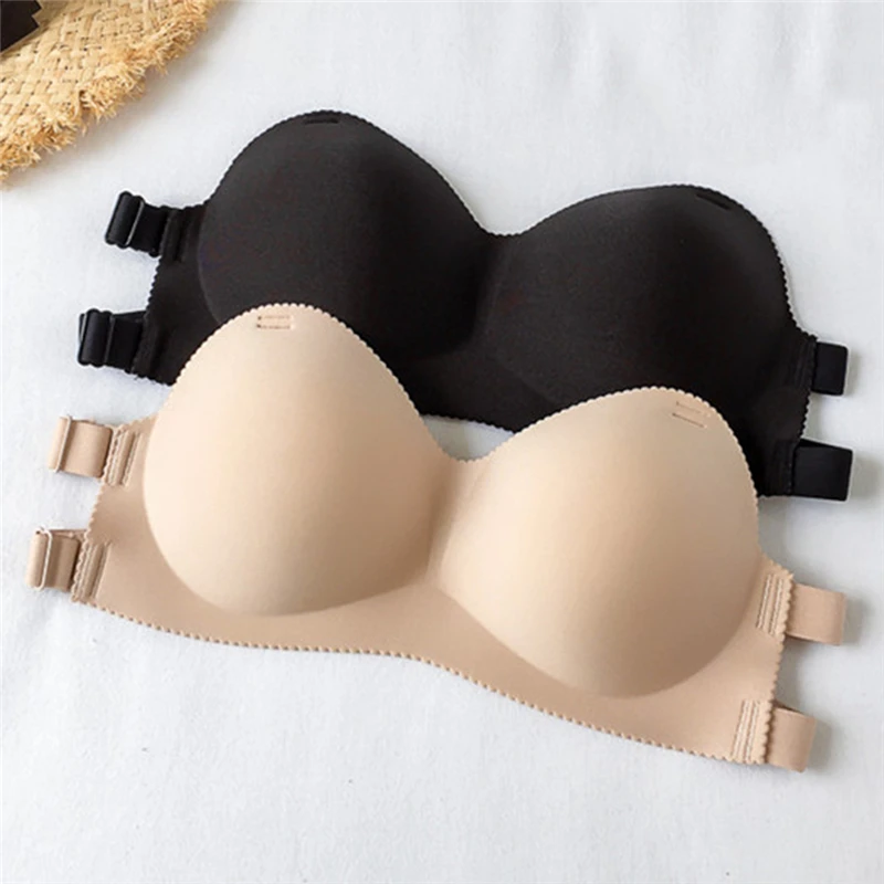 Sexy Backless Invisible Bra Push Up For Women Lingerie Seamless Brassiere Black Strapless Bandeau No Sewing Bra