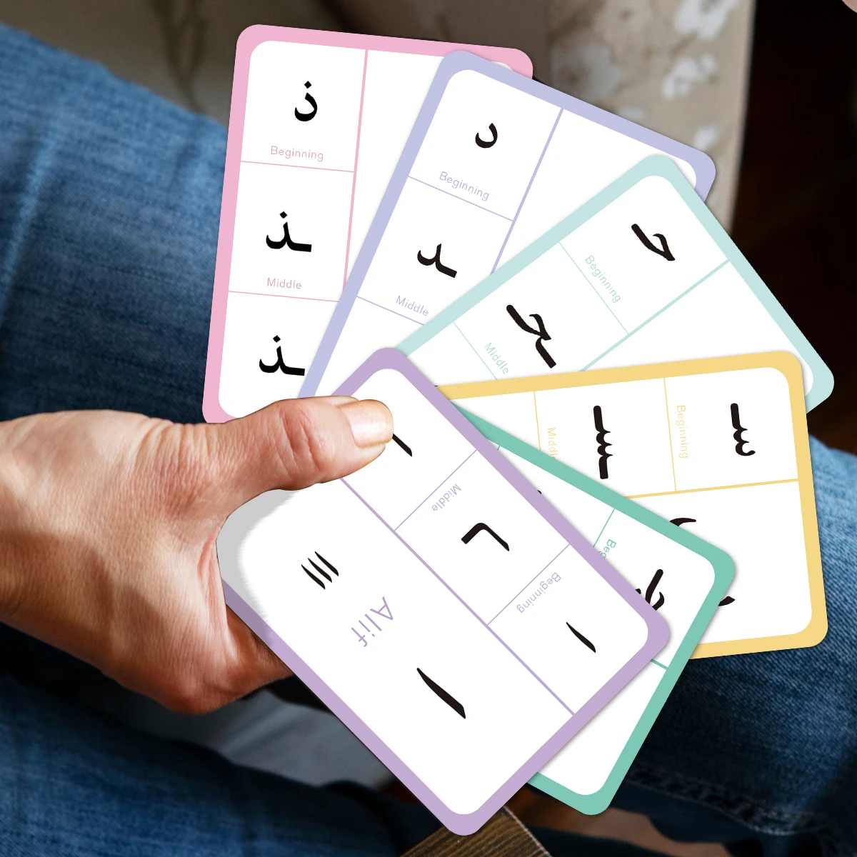 28 قطعة من البطاقات التعليمية لموضع الأبجدية العربية لمتعلمي اللغة العربية، أداة تعلم للتعليم المنزلي، الفصول الدراسية، التعليم المبكر #4