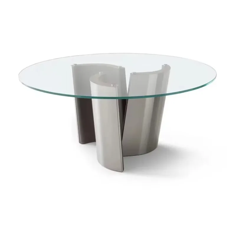 Q  minimalist tempered glass round dining table living room home creative round tea table
