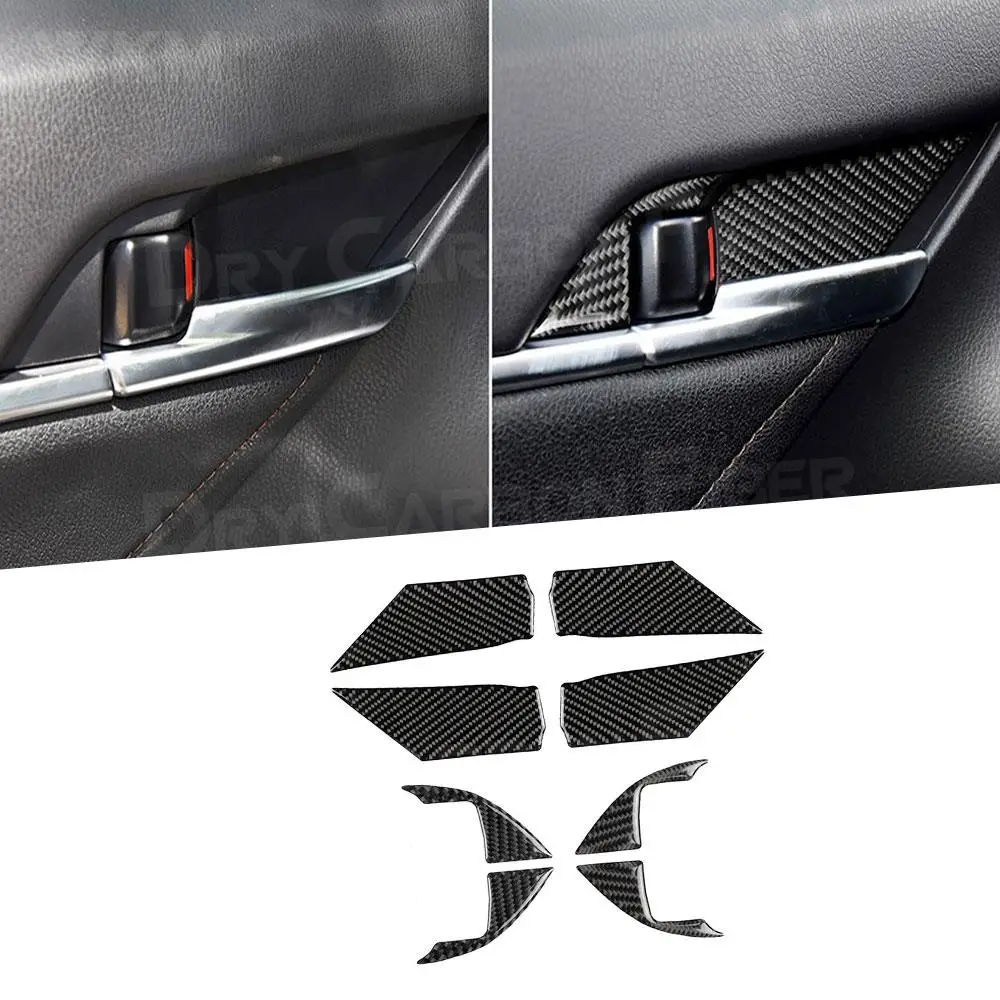 

Carbon Fiber Car Door inner Handles Bowl Decorative Frame Trim Cover Stickers For Toyota Camry 2018 2019 Interior Accessories
