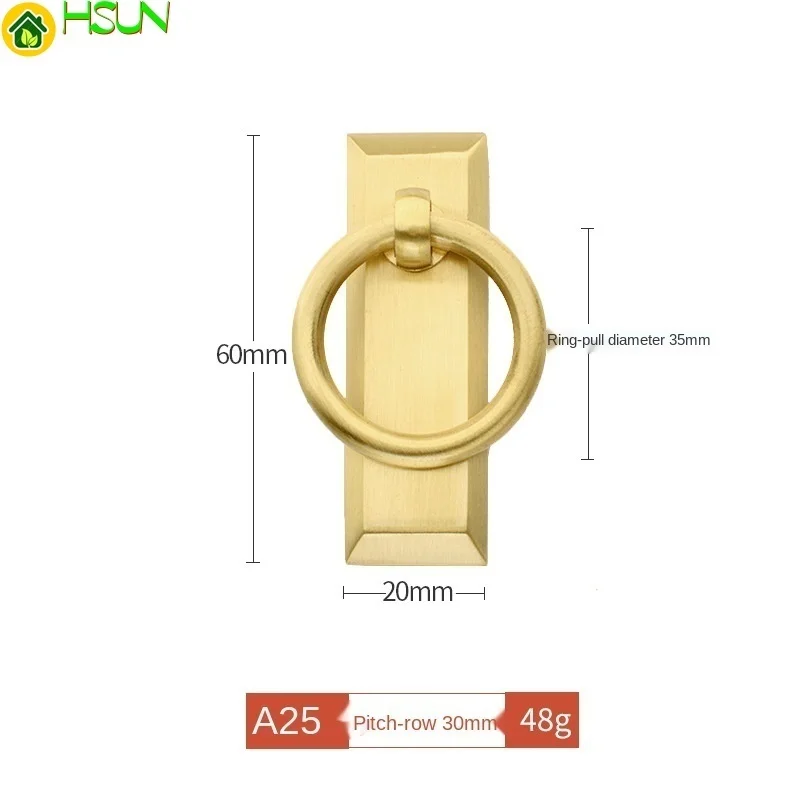 Pure copper handle drawer wardrobe door handle golden new Chinese Brass cabinet handle classical modern simplicity