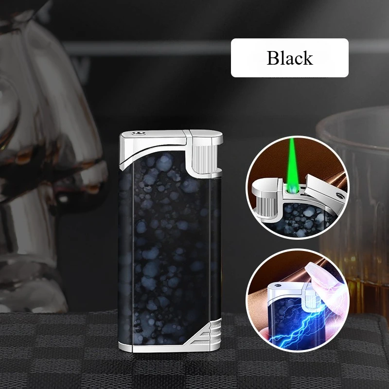 Creative Prank Lighter Windproof Jet Green Flame Hidden Fire Outlet Safe Current Funny Butane Gas Funk Lighters Smoking Gadgets