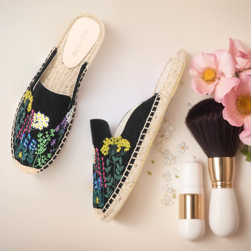 women sandals shoes Slippers Slides Hemp Rubber Cotton Fabric Mixed Colors Unicornio Pantufas De Pelucia Bichos Flip Flops