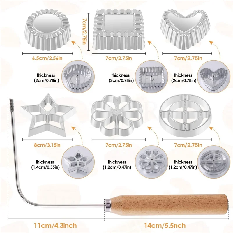 8 pièces Rosettes Timbale Kit Rosette fer ensemble avec poignée, fleur de Lotus Bunuelos Cookie Maker moule, entonnoir gâteau Maker Kit-AT64