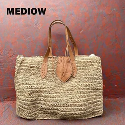 MEDIOW Large Capacity Tote Bags For Women Luxury Designer Handbags And Purses 2023 New In Grass To Weave hollow Out Shoulder Bag