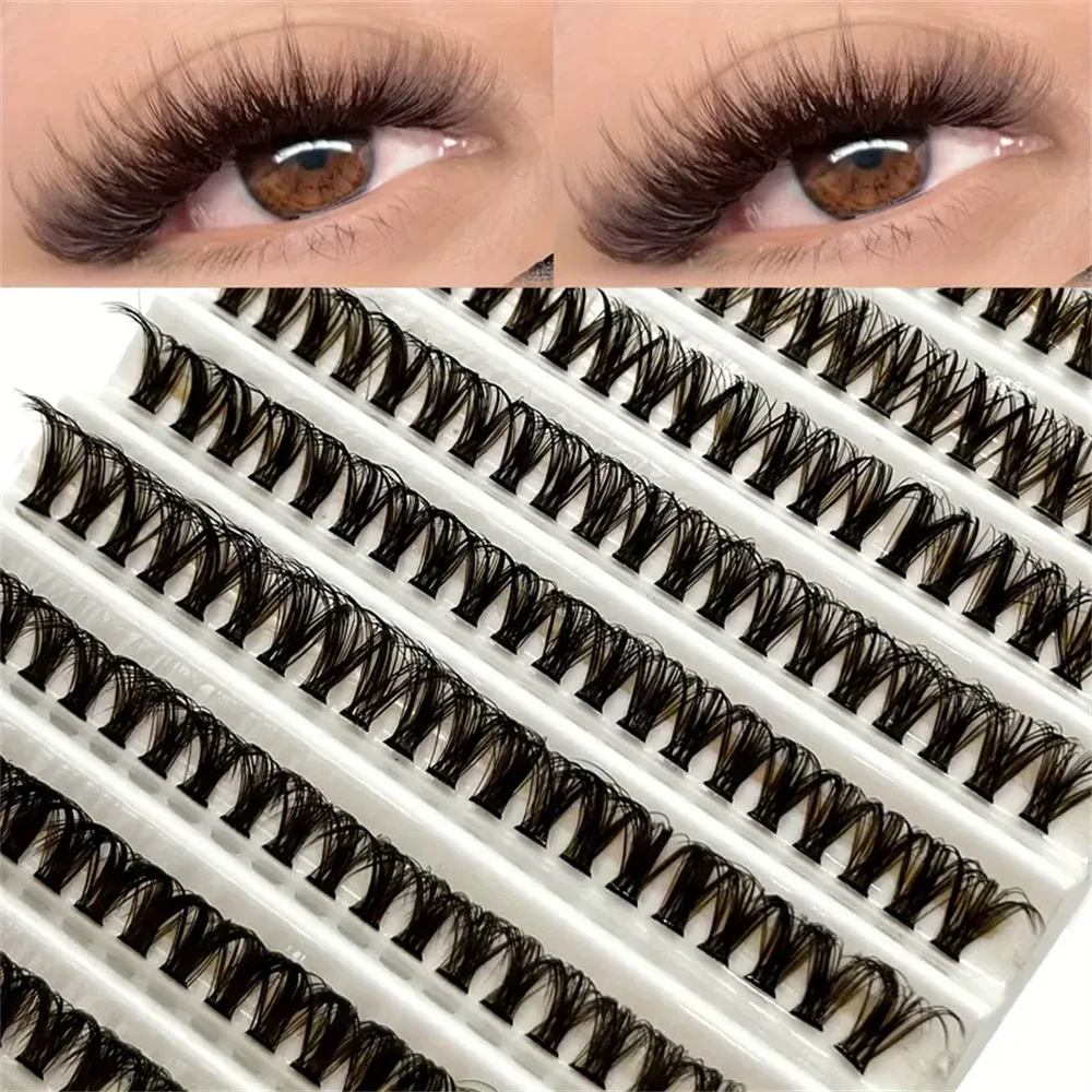 200 Pcs Brown Cluster Eyelashes 40D Grafting Individual Volume Lashes Extension Makeup Tool For Natural And Dramatic Look