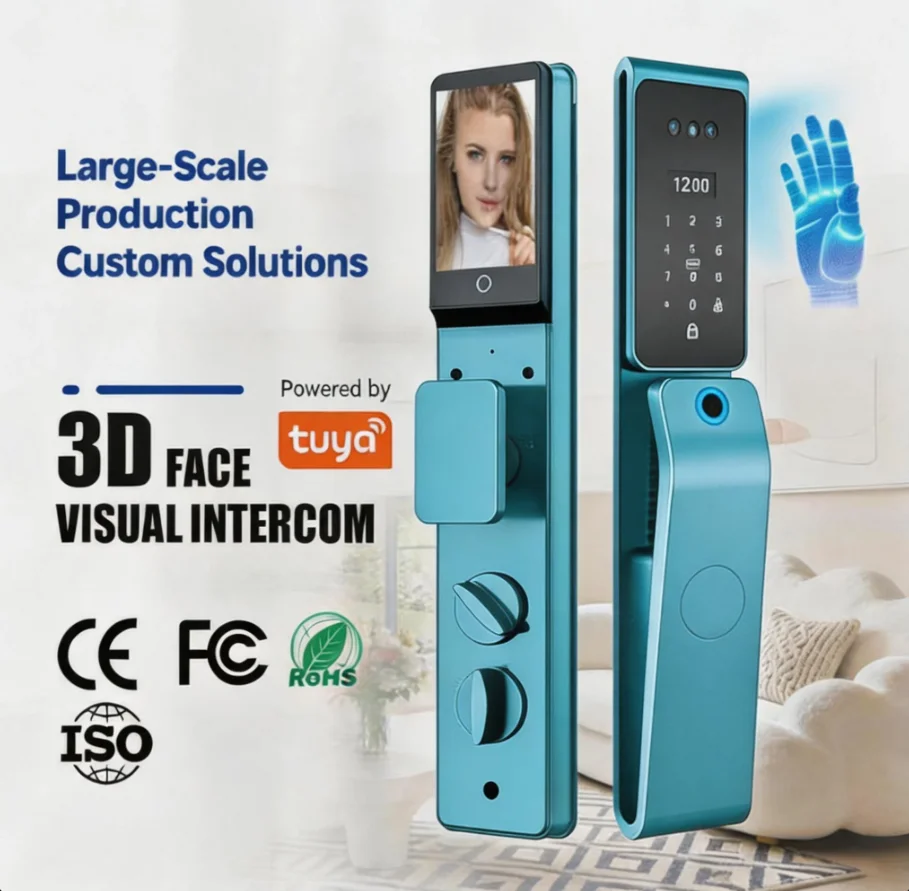 Tuya Smart Door Lock Face Recognition Fingerprint Password Card Access Tuya App Control Cloud Wi-Fi Aluminum Alloy Model