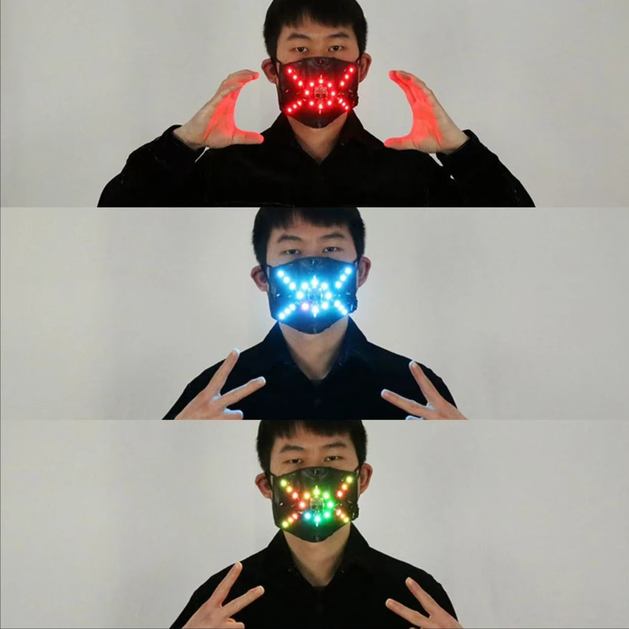 

Adult LED Light up Mask RGB Glowing Luminous Mask for DJ Carnival Halloween Cosplay Rave Stage Show Wear 2026