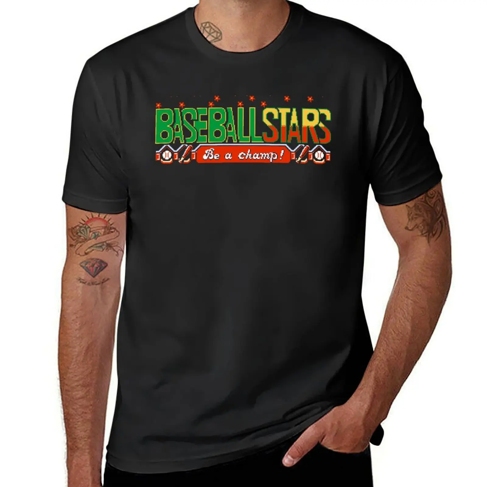 Baseball Stars (NES Title Screen) T-Shirt sports fans boys whites t shirts for men