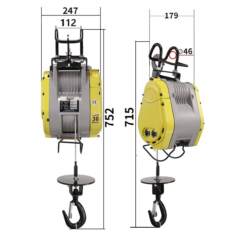 Brushless Variable-frequency Small Diamond Electric Hoist 220V Adjustable Speed Household Lifting Hoist Wire Rope Fast Hoist