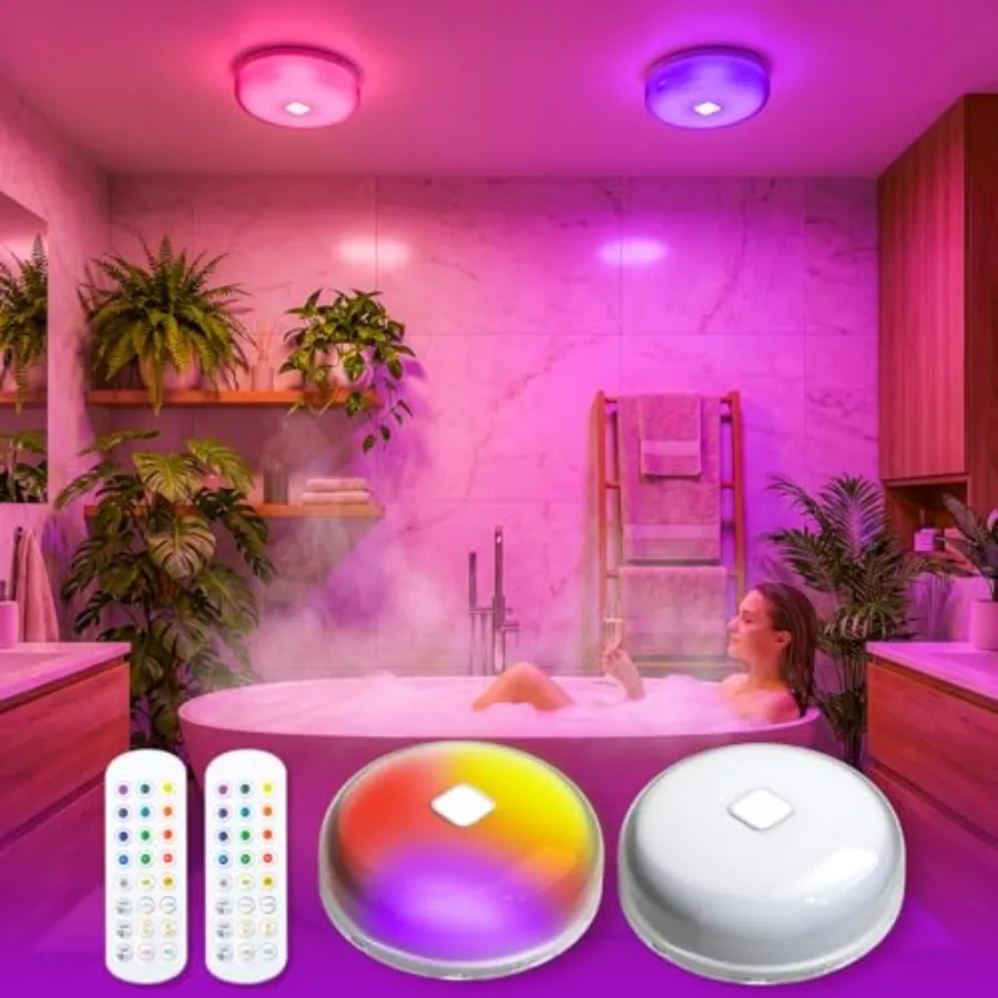 

2-Pack LED Rechargeable Ceiling Lights Bulbs Inside Shower Bathroom Decor Lamp Magnetic Waterproof Mood Wall Lighting Wireless