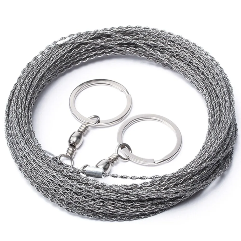 Stainless Steel Survival Rope Saw Spiral Winding Portable Stainless Steel Wire Saw Effort Saving Comfortable Grip Travel Camping