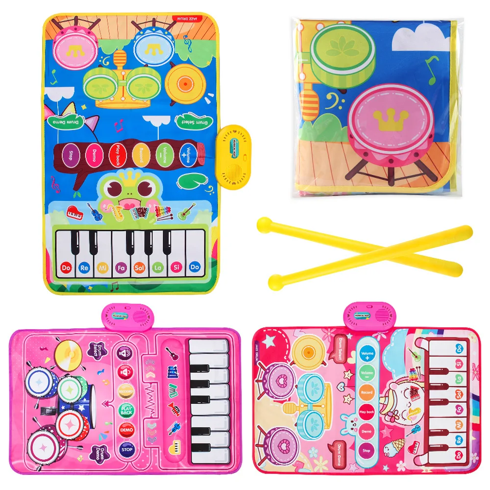 子供早期教育ドラムセット音楽マットおもちゃ多機能2in1屋内外ペダルピアノ教育用ドラムセット