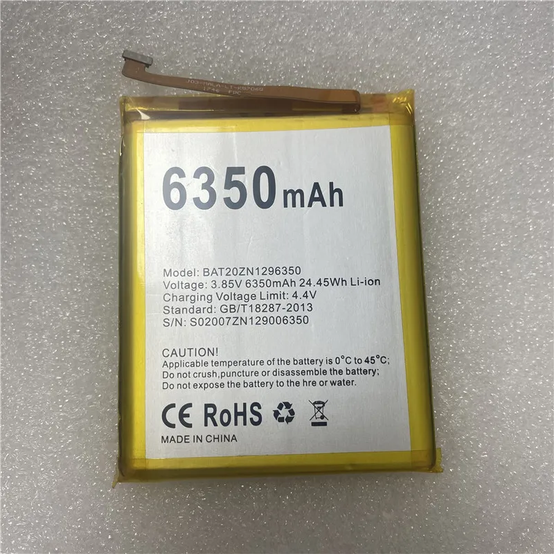 

100% original battery for DOOGEE BAT20ZN1296350 Battery 6350mAh Long Standby Time For DOOGEE S96 pro battery