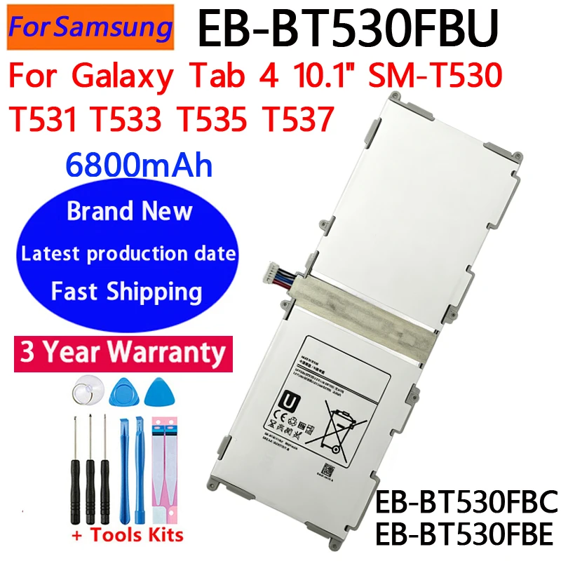 Новый аккумулятор EB-BT530FBC для планшета Samsung Galaxy Tab 4 10.1 SM-T530 T533 T531 T535 T537 EB-BT530FBU EB-BT530FBE 6800 мАч