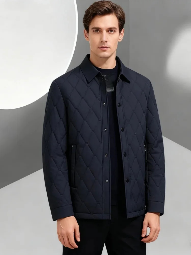 

Мужская стеганая куртка — полевое пальто на подкладке со съемным воротником и ромбовидной строчкой (уменьшение винтажной спецодежды)