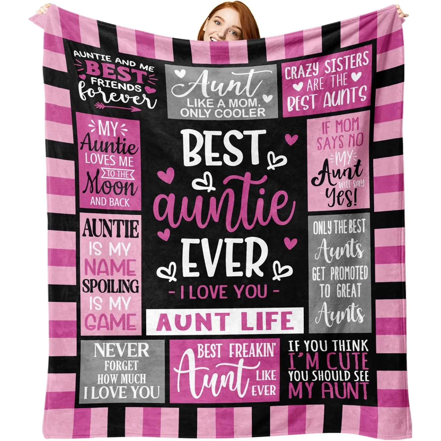 Best Aunt Ever Gifts from Niece Nephew Flannel Throw Blanket, Favorite Auntie Birthday Ideas, Valentines Mothers Day Present for