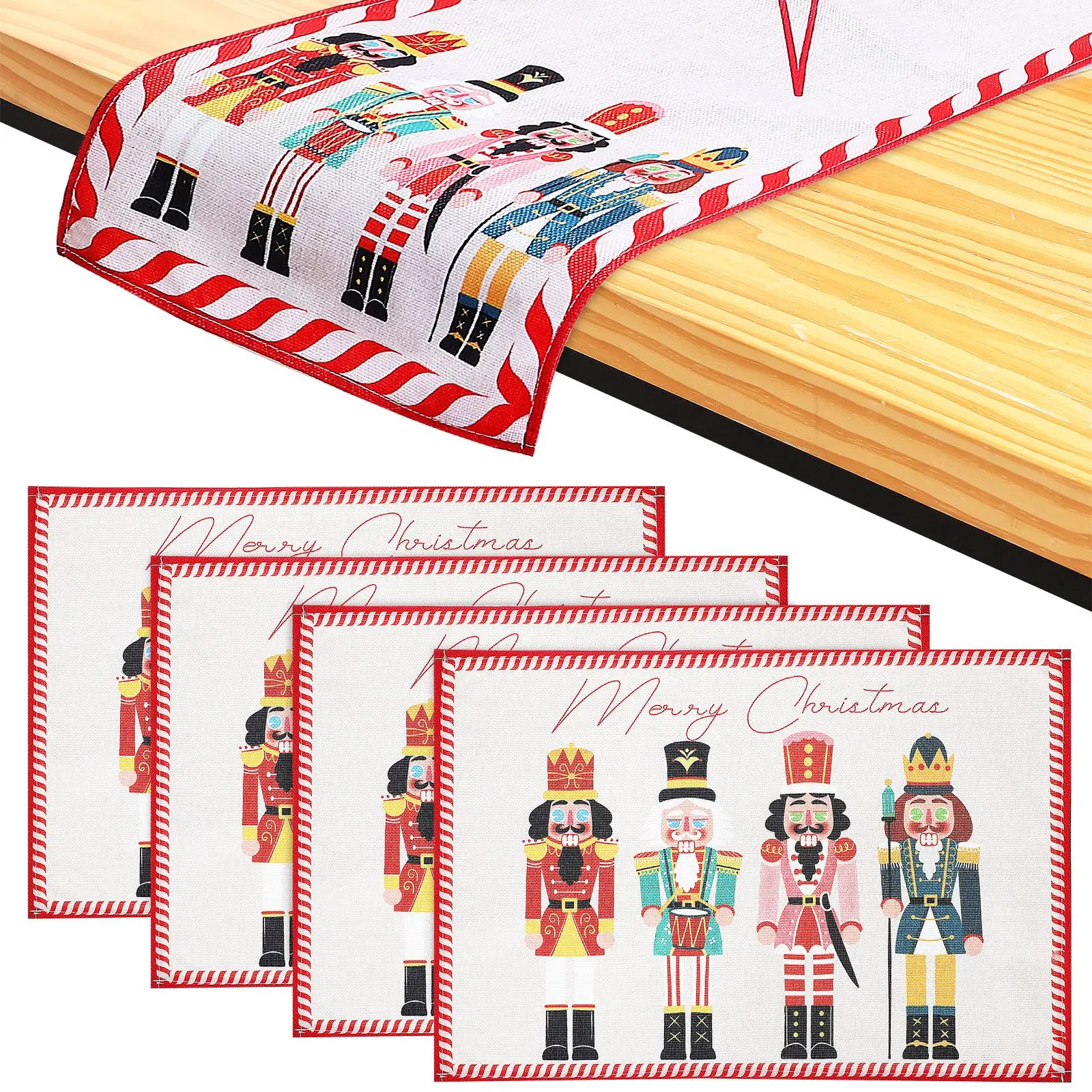 

1 Set Christmas Table Flag Nutcrackers Table Runner Nutcrackers Table Placemat New Year's Party Table Decor multiuse Xmas Decor