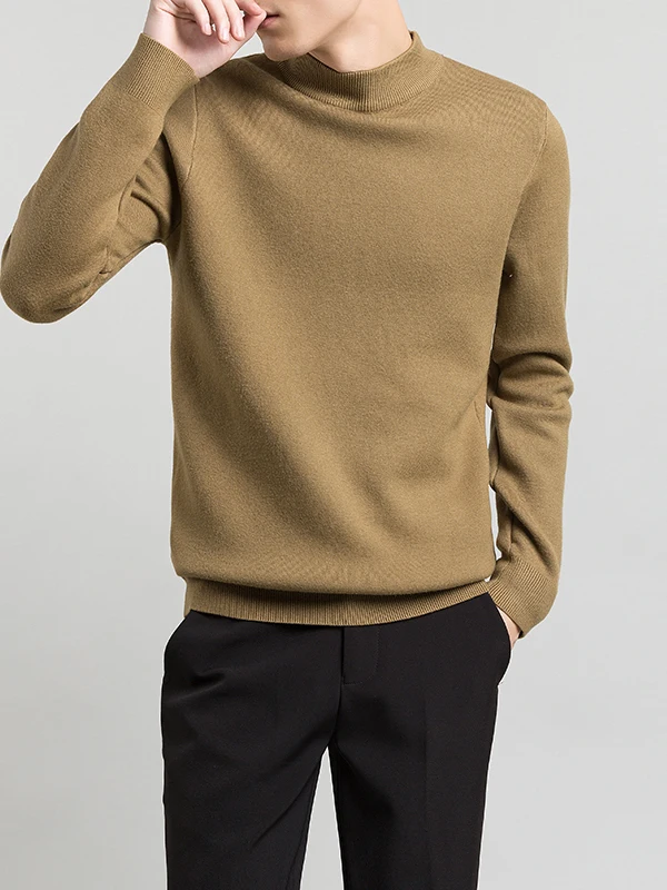 Maglieria da uomo rotonda con fodera Ne Fce, vestibilità ampia, sopraelevata, strato base caldo, maglione lungo casual coreano Sle