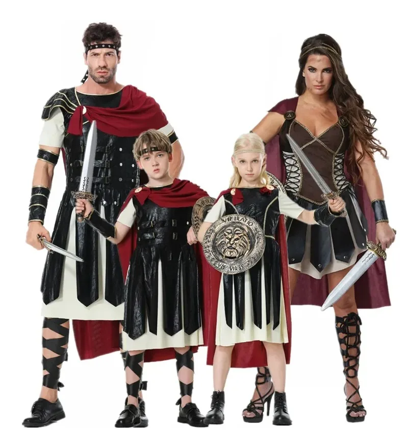 

Halloween Costumes for Men Women Adult Kids Ancient Roman Gladiator Costume Fantasia Spartan Warrior Cosplay Clothing