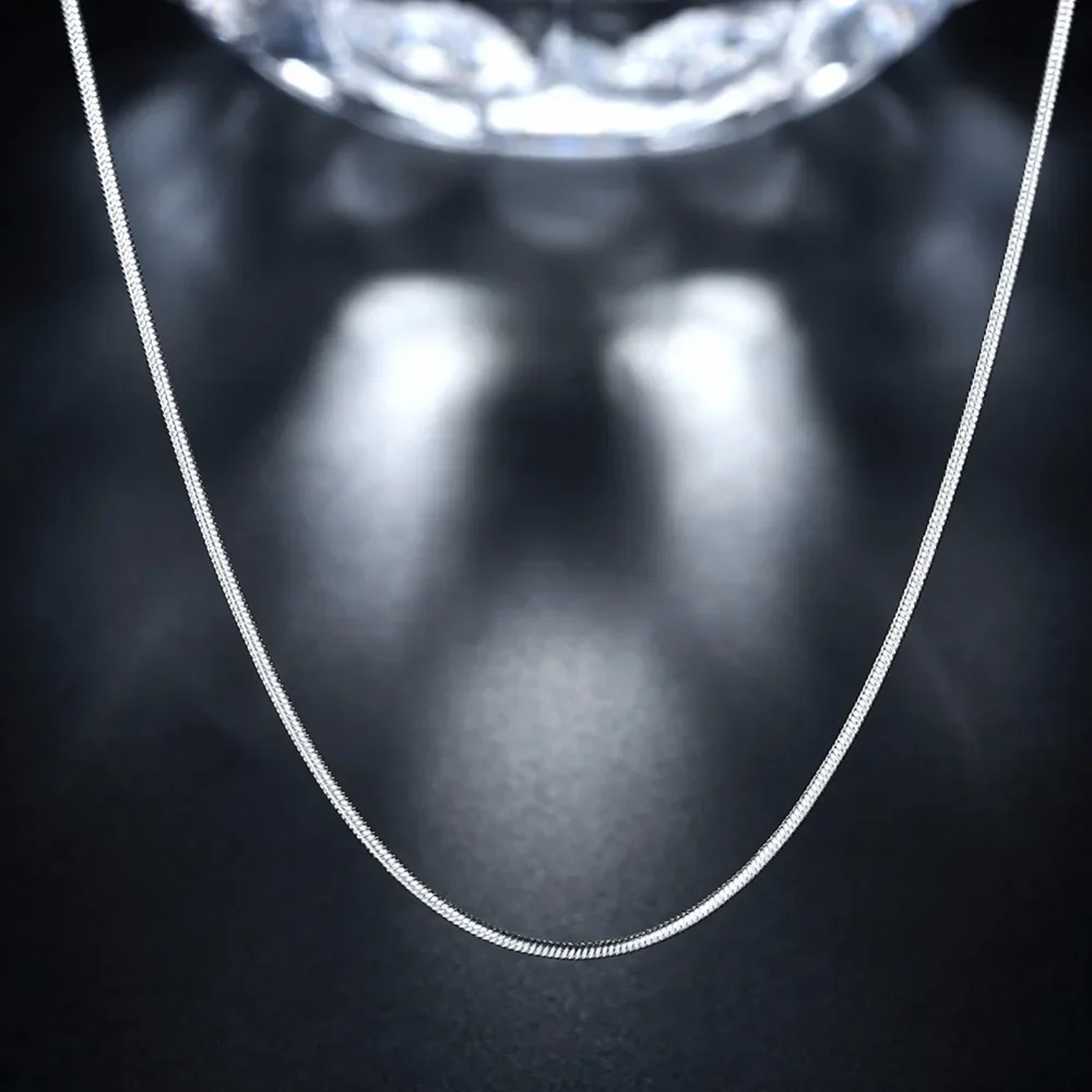 925 2pcs/LOT wholesale hot silver Plated necklace wedding fashion jewelry Snake Chain 1mm Necklace 16-30inches women men