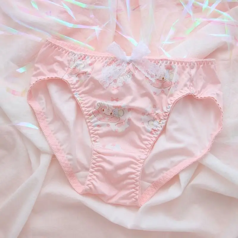 Cute Cartoon Pattern Rabbit Cat Japanese Bra Girl Sweet Bow Lace Underwear No Wires Small Breast Push Up Bra Set Holiday Gift - view 6