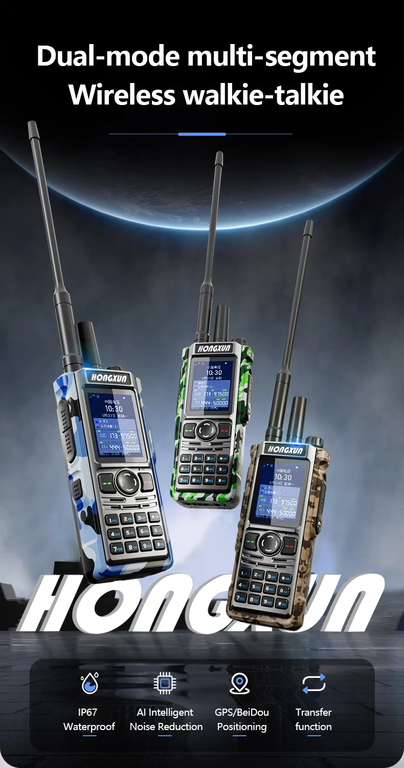Dual-Mode Al Smart Walkie-Talkie Multi-Segment Wireless IP67 HX-5800 Waterproof Noise Reduction GPS/BeiDou Positioning Large
