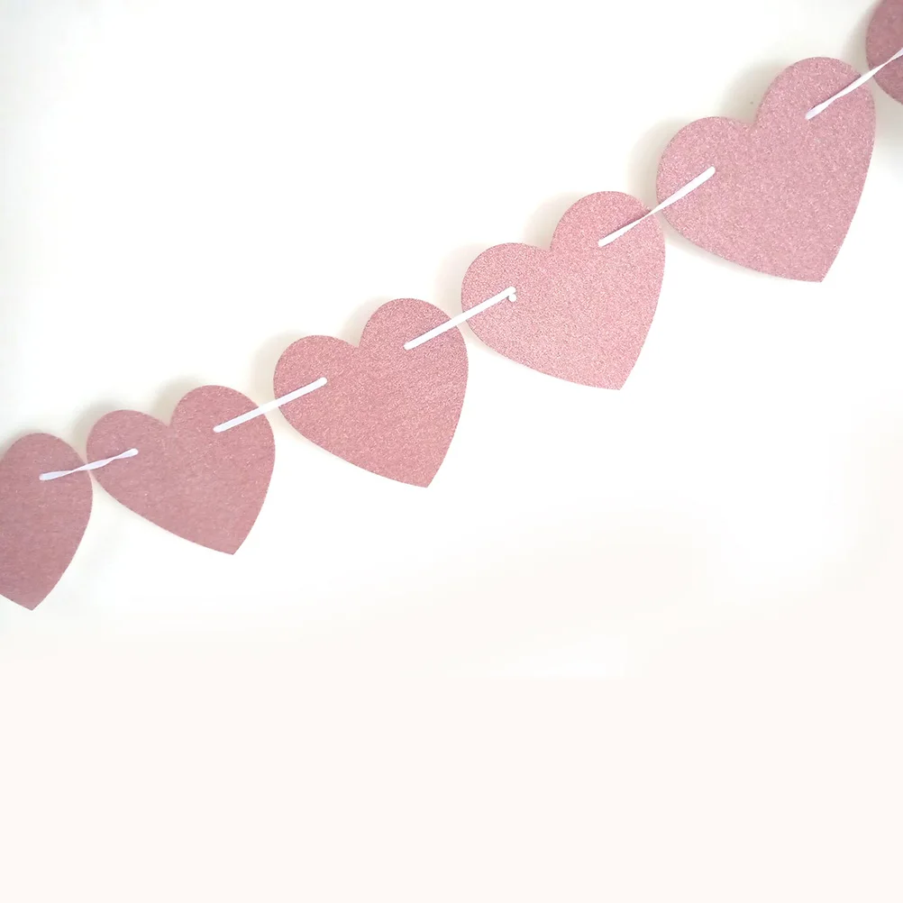 

3 Meters Sparkling Glitter Paper Heart-shaped Banner String Paper Garland Hanging Bunting Banner Decoration for Weddings or Part