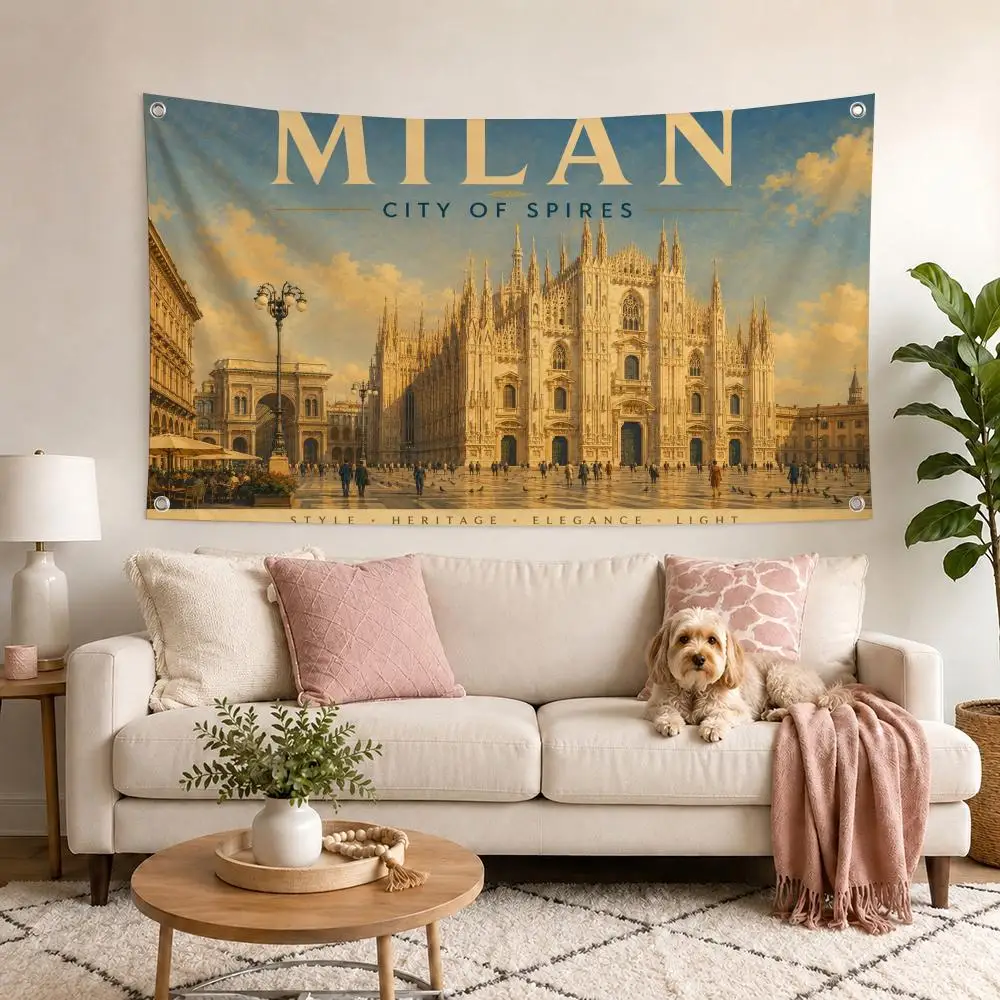 Italian Art City Journey Collection Flags Decor Garage Flags for Bedrooms Outdoor Decor Tapestry Flaga Advertising Barber Shop