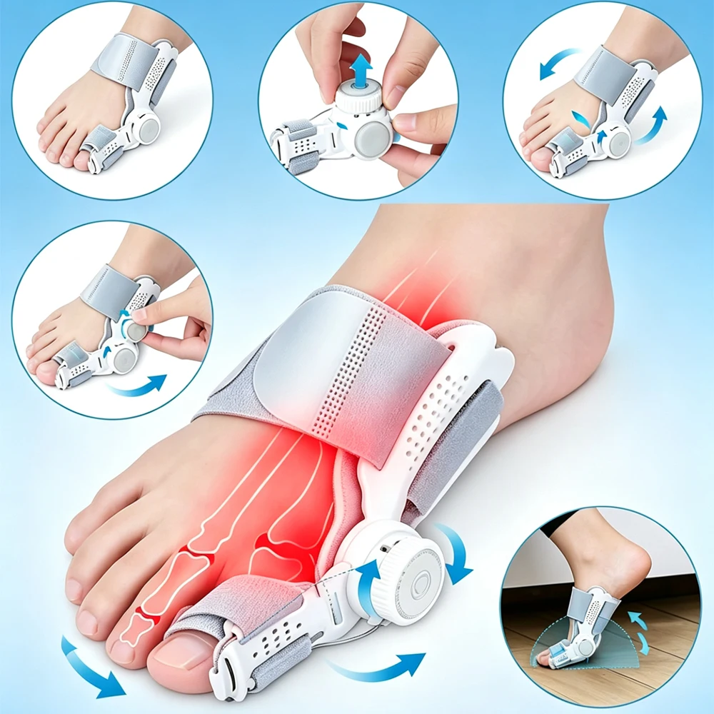 Big Toe Orthopedic Toe Straightener Hallux Valgus Orthotics Adjuster Correction Bunions Corrector for Left & Right Feet Rotatabl