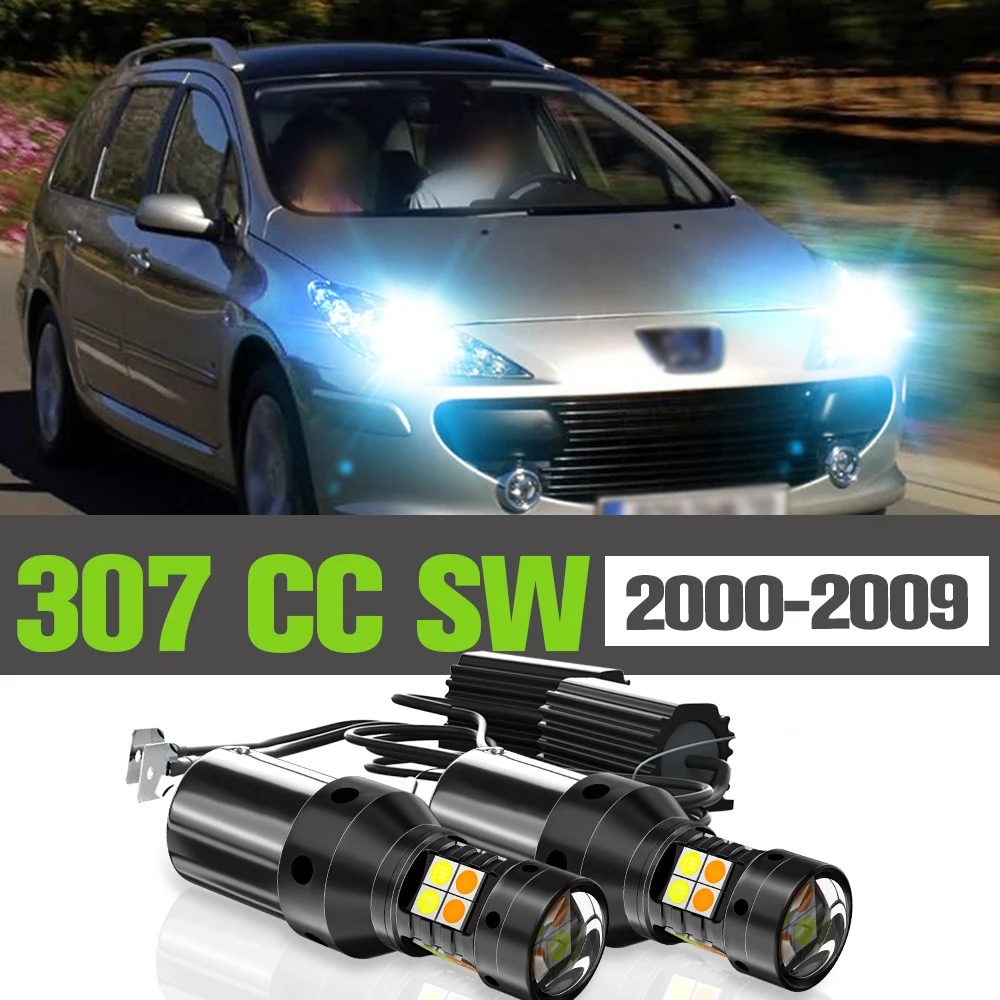 

2x LED Dual Mode Turn Signal+Daytime Running Light DRL Accessories Lamp For Peugeot 307 CC SW 2000-2009 2004 2005 2006 2007 2008