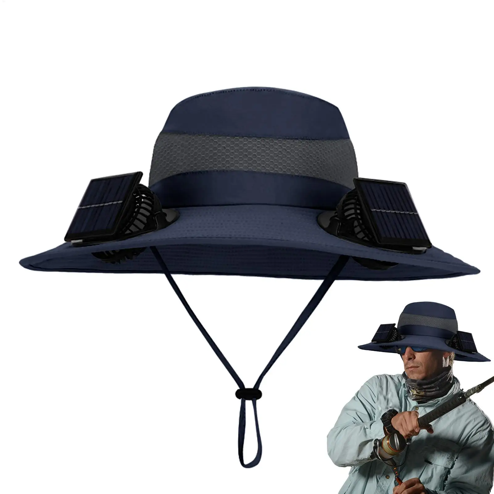 

Шляпа от солнца с вентиляторами на солнечных батареях Шляпа от солнца с двойными солнечными вентиляторами Защита от солнечного света Дышащий головной убор со встроенной батареей