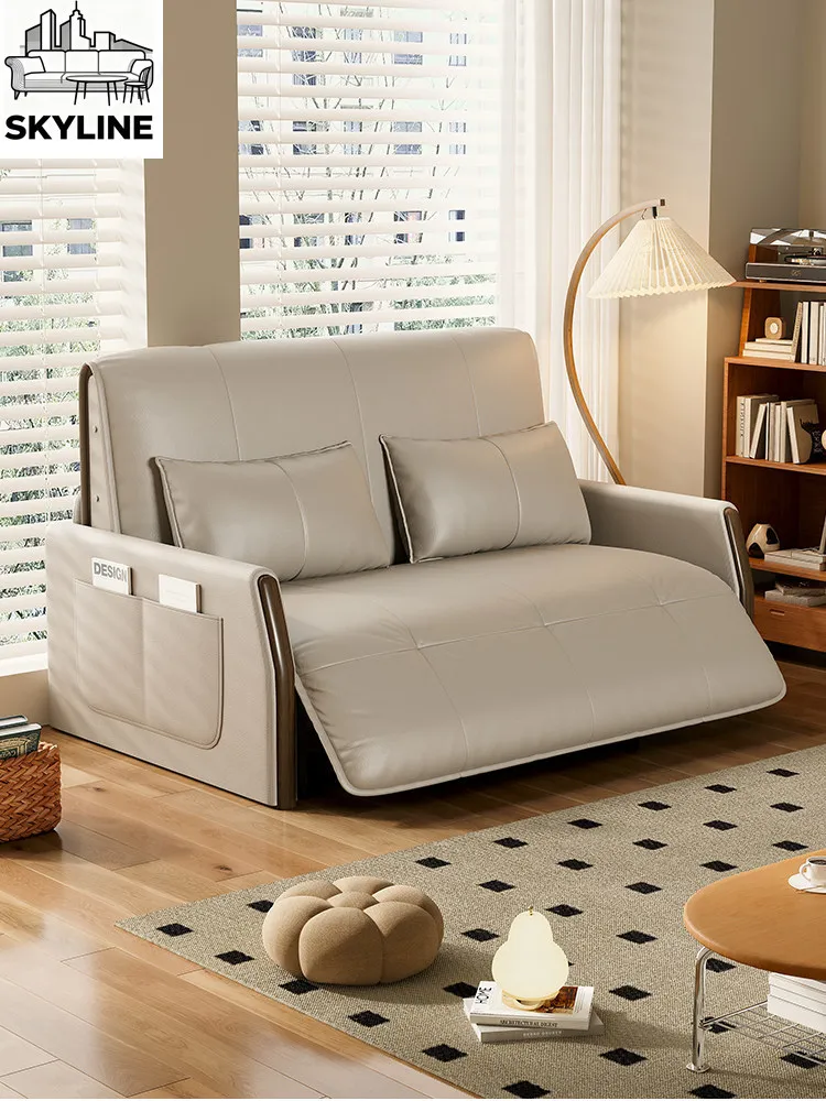 Solid Ash Wood Electric Sofa Bed Folding Recliner With Storage For Small Spaces