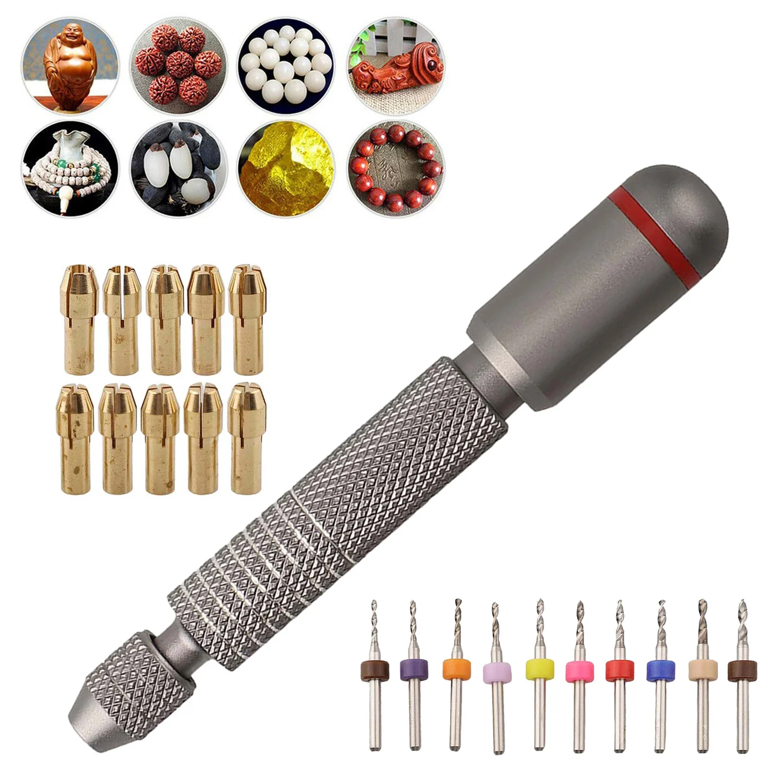 

100Shiki Decompression Hand Drill Double Bearing Alloy Round Tail With Steel Drill Bit For Assembly Model Hobby Making