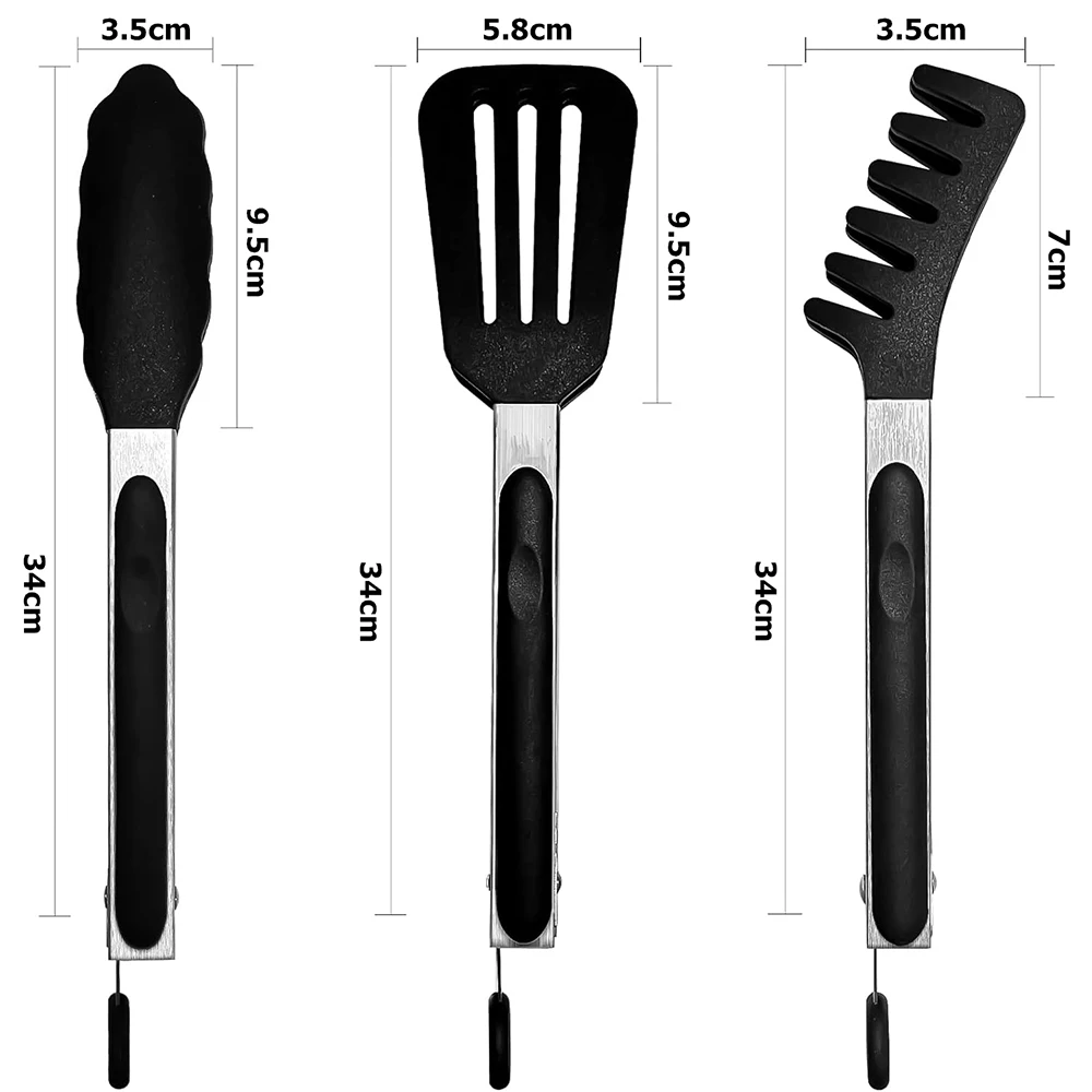 LMETJMA 3 in 1 Silicone Kitchen Cooking Tongs Set Stainless Steel Nonstick Food Tongs with Silicone Tips BBQ Grilling Tong JT303