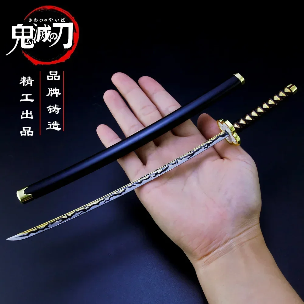 Demon Slayer Weapon Kaigaku Nichirin Blade 26cm Anime Peripheral Metal Katana Samurai Sword Uncut Model Gifts Toys for Children