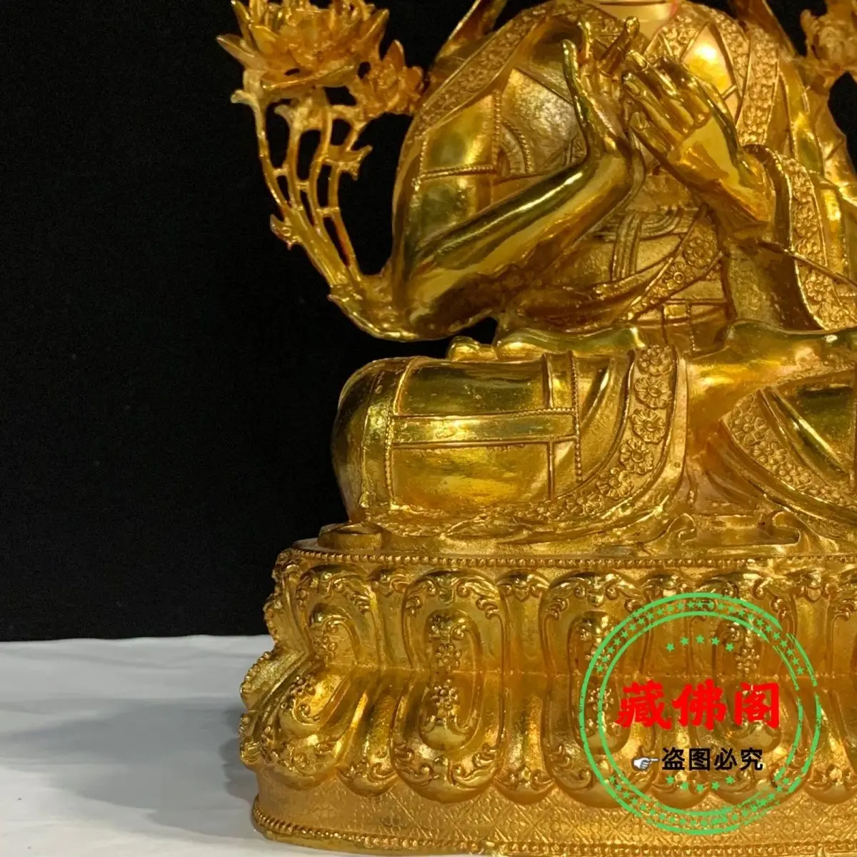 One-foot Zong Kaba Master Pure Copper Seiko 10 Inch Tibetan Buddha Statue Full Gilt New 30 cm Home Ornaments