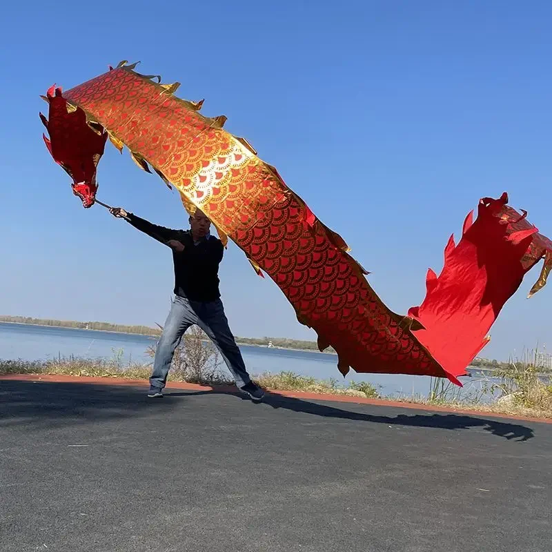 

Red Chinese Dragon Dance With Head New Year Festival Performance Square Dance Outdoor Practice Toys Equipment For Adults