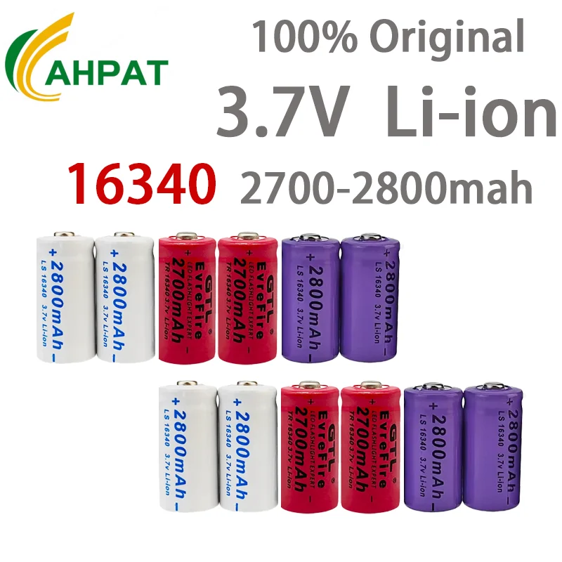 2024 NEW CR123A RCR 123 ICR 16340 Battery 2800mAh 3.7V Safety Camera Rechargeable Battery Lithium Ion L70 Plus Charger